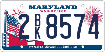 MD license plate 2BK8574