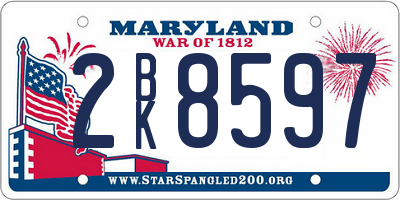 MD license plate 2BK8597