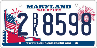 MD license plate 2BK8598