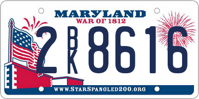 MD license plate 2BK8616