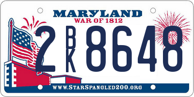 MD license plate 2BK8648