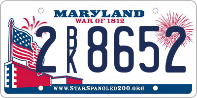 MD license plate 2BK8652