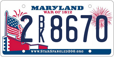 MD license plate 2BK8670