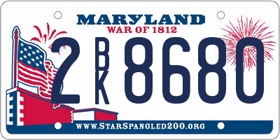 MD license plate 2BK8680
