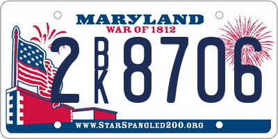 MD license plate 2BK8706