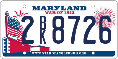 MD license plate 2BK8726