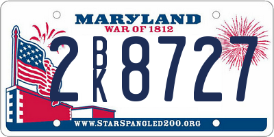 MD license plate 2BK8727