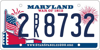 MD license plate 2BK8732