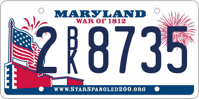 MD license plate 2BK8735