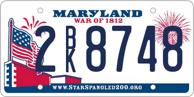 MD license plate 2BK8748