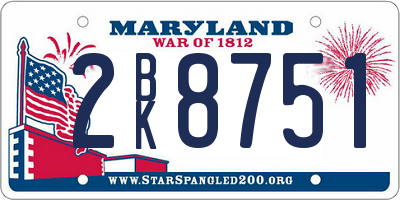 MD license plate 2BK8751