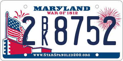 MD license plate 2BK8752