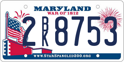 MD license plate 2BK8753