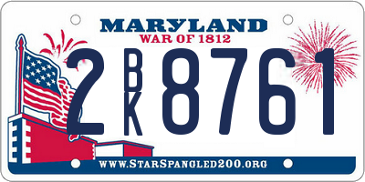 MD license plate 2BK8761