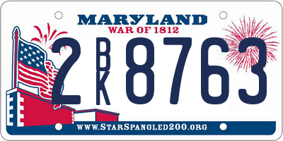 MD license plate 2BK8763