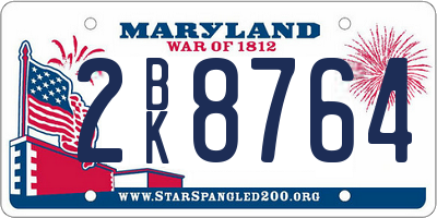 MD license plate 2BK8764