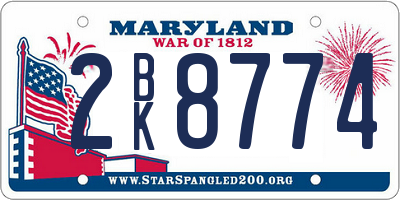 MD license plate 2BK8774