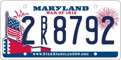 MD license plate 2BK8792