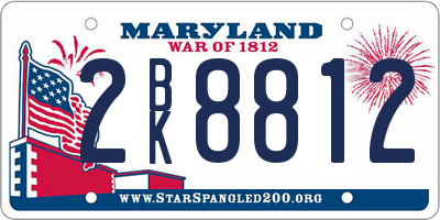 MD license plate 2BK8812