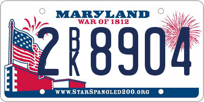 MD license plate 2BK8904