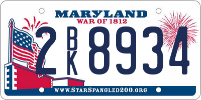 MD license plate 2BK8934