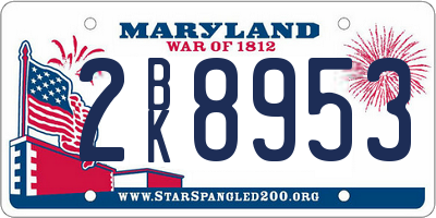 MD license plate 2BK8953