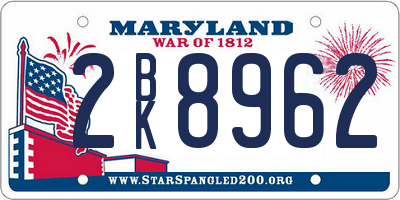 MD license plate 2BK8962