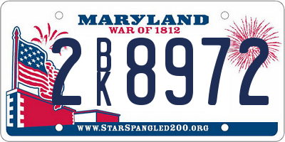 MD license plate 2BK8972