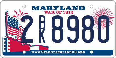 MD license plate 2BK8980