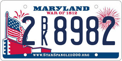 MD license plate 2BK8982