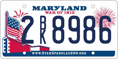 MD license plate 2BK8986