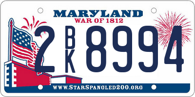 MD license plate 2BK8994