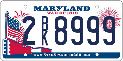 MD license plate 2BK8999