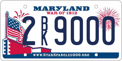 MD license plate 2BK9000