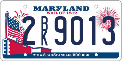 MD license plate 2BK9013