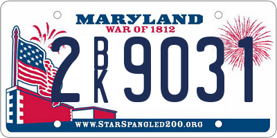 MD license plate 2BK9031