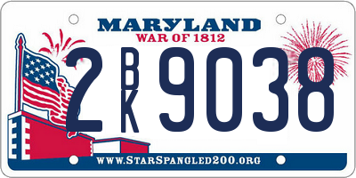MD license plate 2BK9038