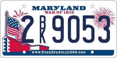 MD license plate 2BK9053