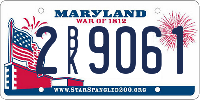 MD license plate 2BK9061