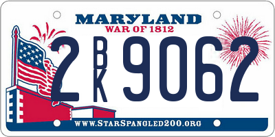 MD license plate 2BK9062