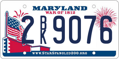 MD license plate 2BK9076