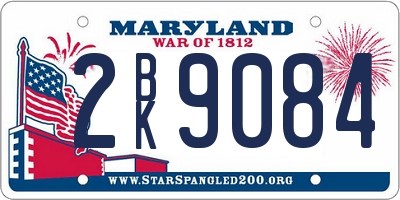 MD license plate 2BK9084