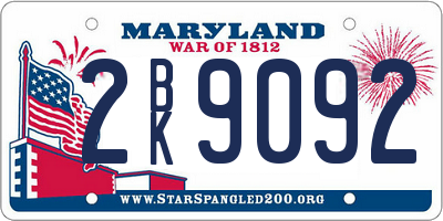 MD license plate 2BK9092