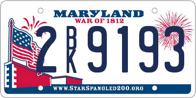 MD license plate 2BK9193