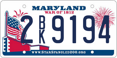 MD license plate 2BK9194