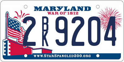 MD license plate 2BK9204