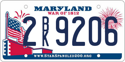 MD license plate 2BK9206