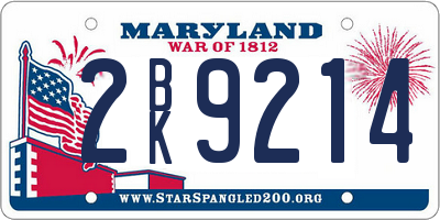 MD license plate 2BK9214