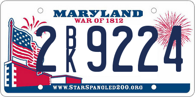 MD license plate 2BK9224