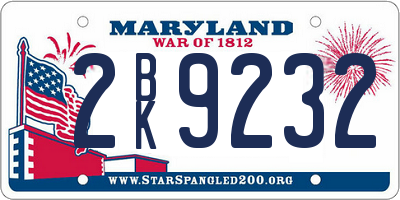 MD license plate 2BK9232